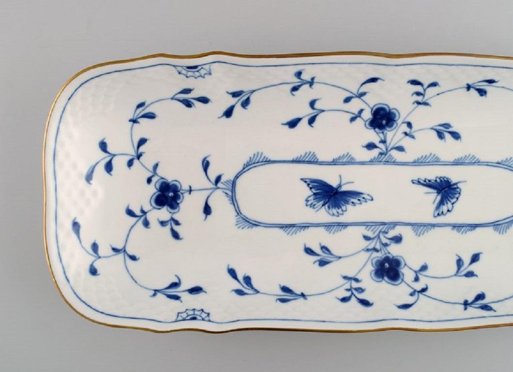 Hand-Painted Oblong Bing & Grøndahl Butterfly dish in hand-painted porcelain with gold rim.  For Sale