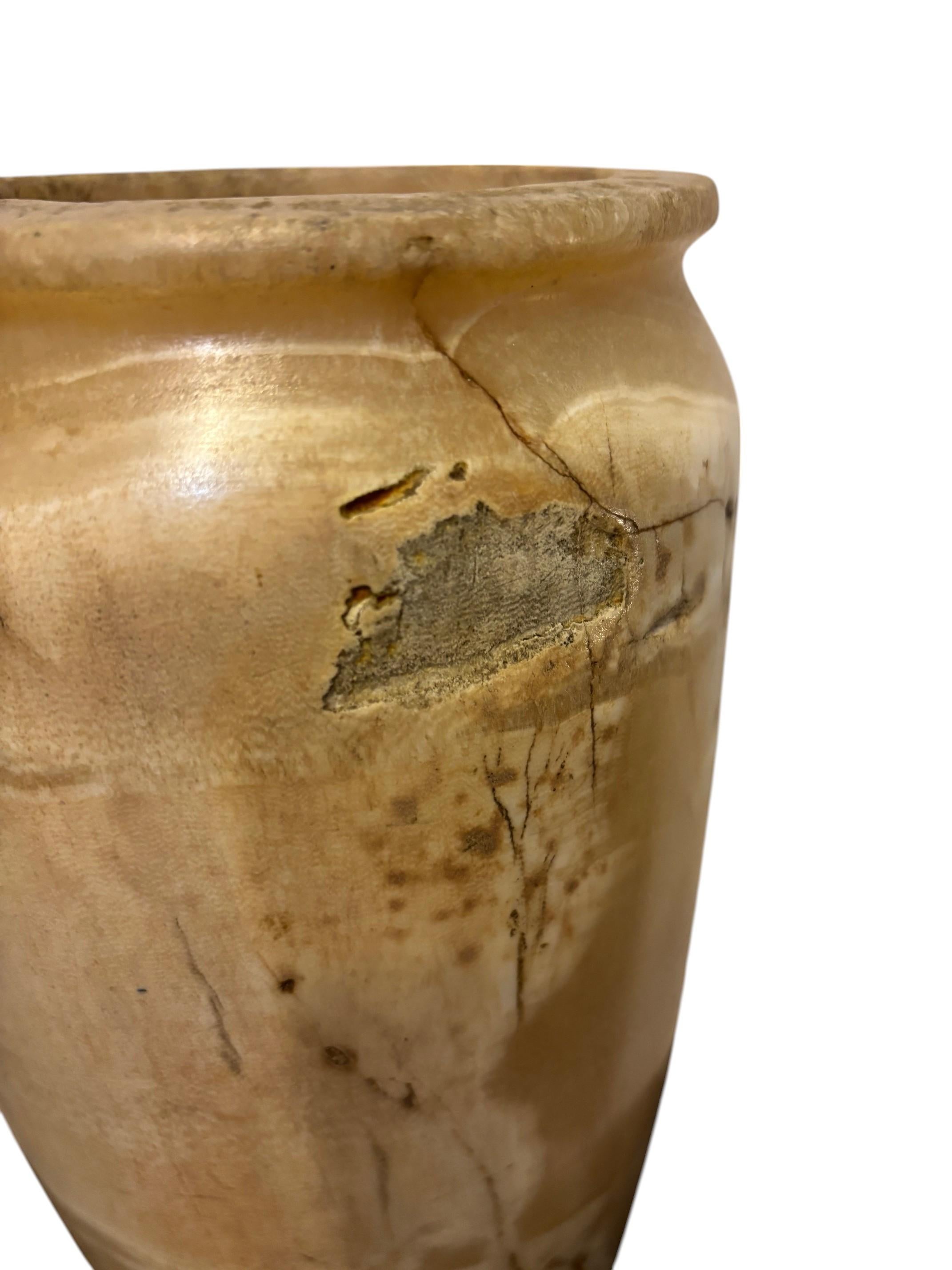 Cuerpo oblongo, base discoidal plana, labio y borde ribeteados, Egipto, Periodo Tardío. Egipcio en venta