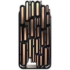Oblong Cabinet in Metallic and Black Lacquered Wood by Boca do Lobo