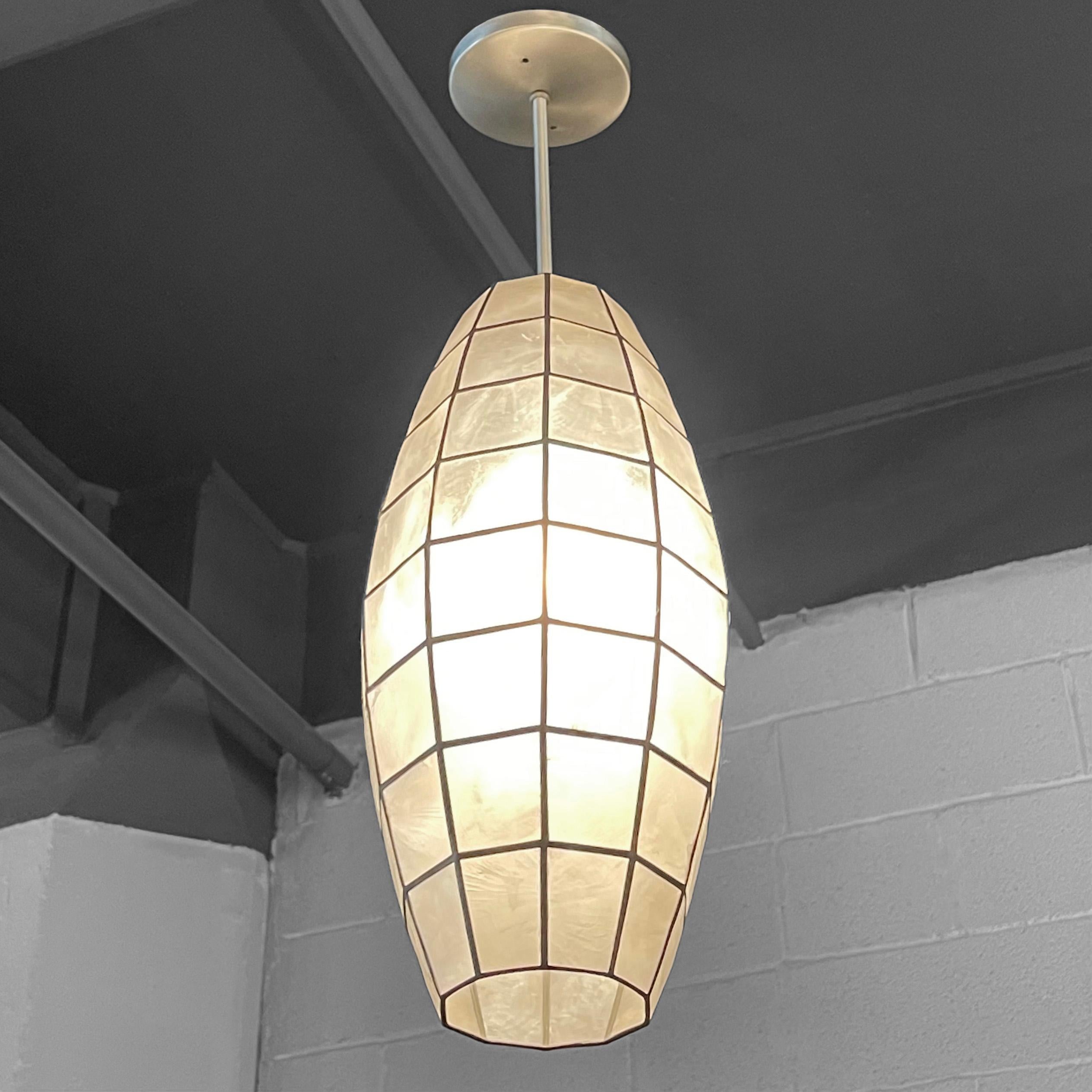 American Oblong Capiz Shell Semi Flush Mount Pendant Light