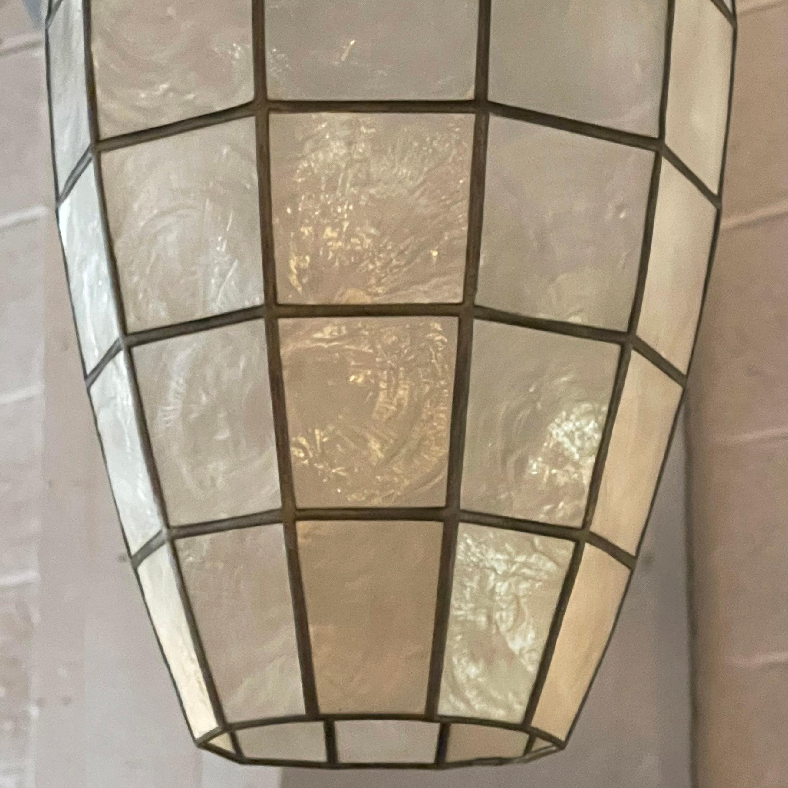 20th Century Oblong Capiz Shell Semi Flush Mount Pendant Light