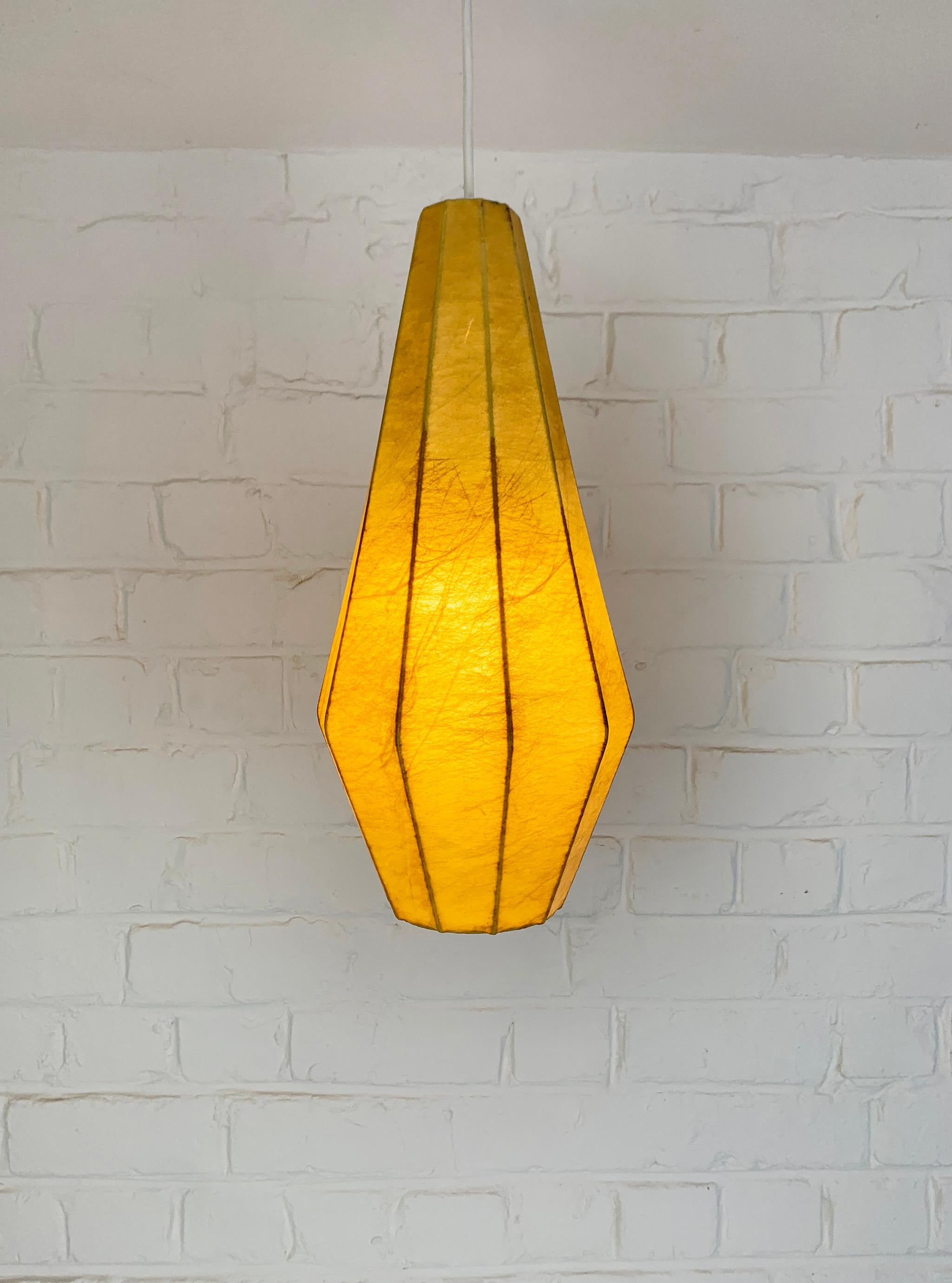 Mid-Century Modern Oblong Cocoon Pendant light, Friedel Wauer for Goldkant Leuchten, 1960s For Sale