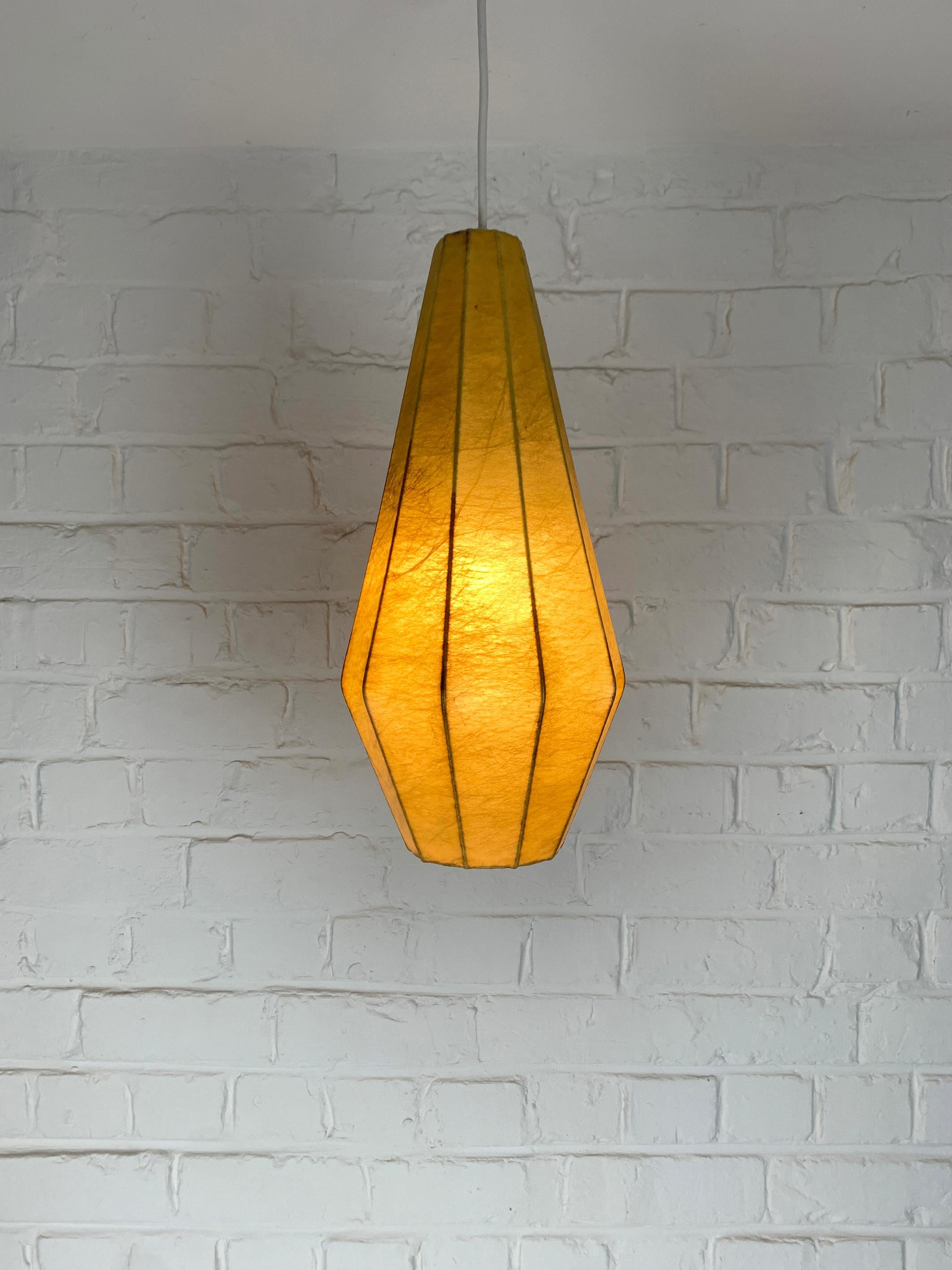 Oblong Cocoon Pendant light, Friedel Wauer for Goldkant Leuchten, 1960s For Sale 1