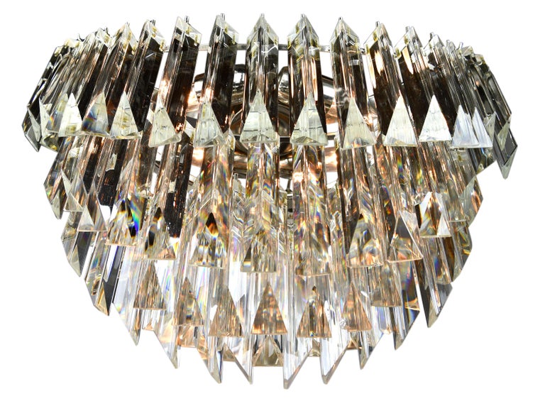 Oblong Contemporary Chandelier with Tapered Crystals at 1stDibs