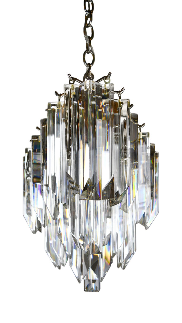 Oblong Contemporary Chandelier with Tapered Crystals at 1stDibs