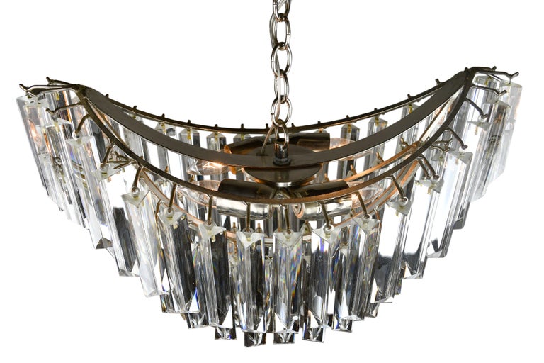 Oblong Contemporary Chandelier with Tapered Crystals at 1stDibs