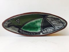 Oblong Danish Modernist Pottery Dish by Astrid Tjalk for Kähler, 1950s