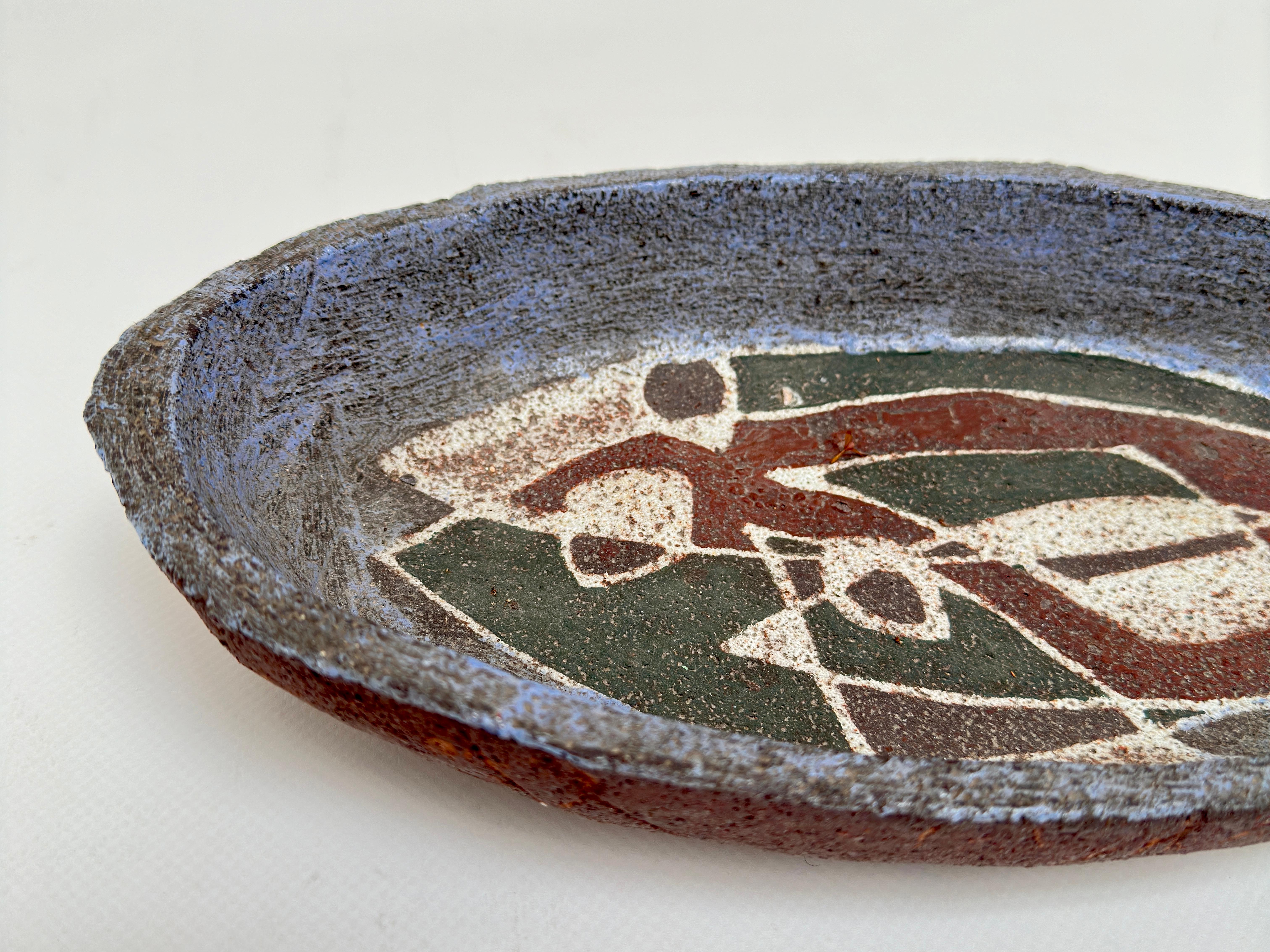 Glazed Oblong Dish, Accolay, France c. 1950 For Sale