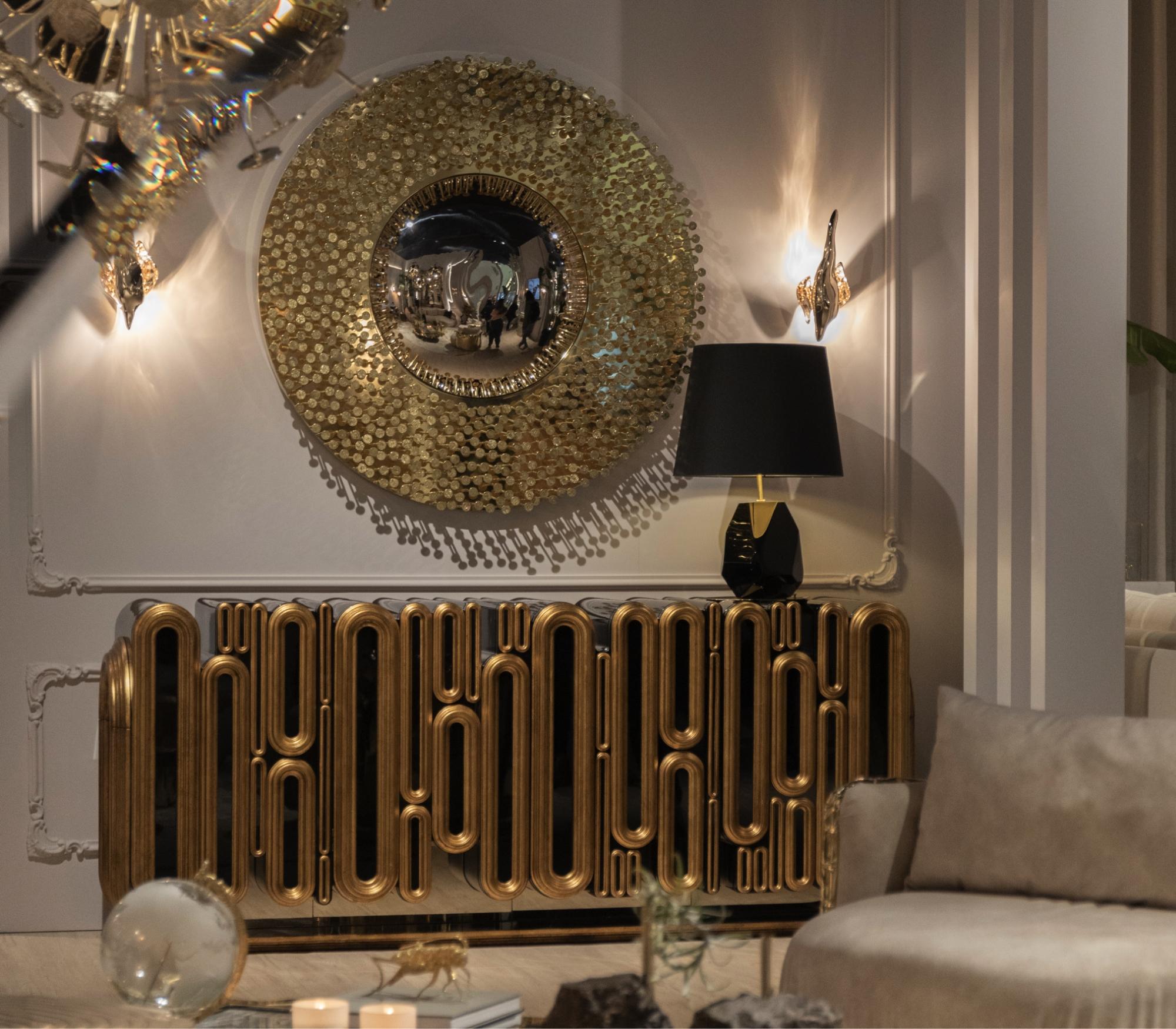 Langes Sideboard aus Gold – handgefertigtes Holz und Blattgold – Boca do Lobo, länglich im Angebot 3