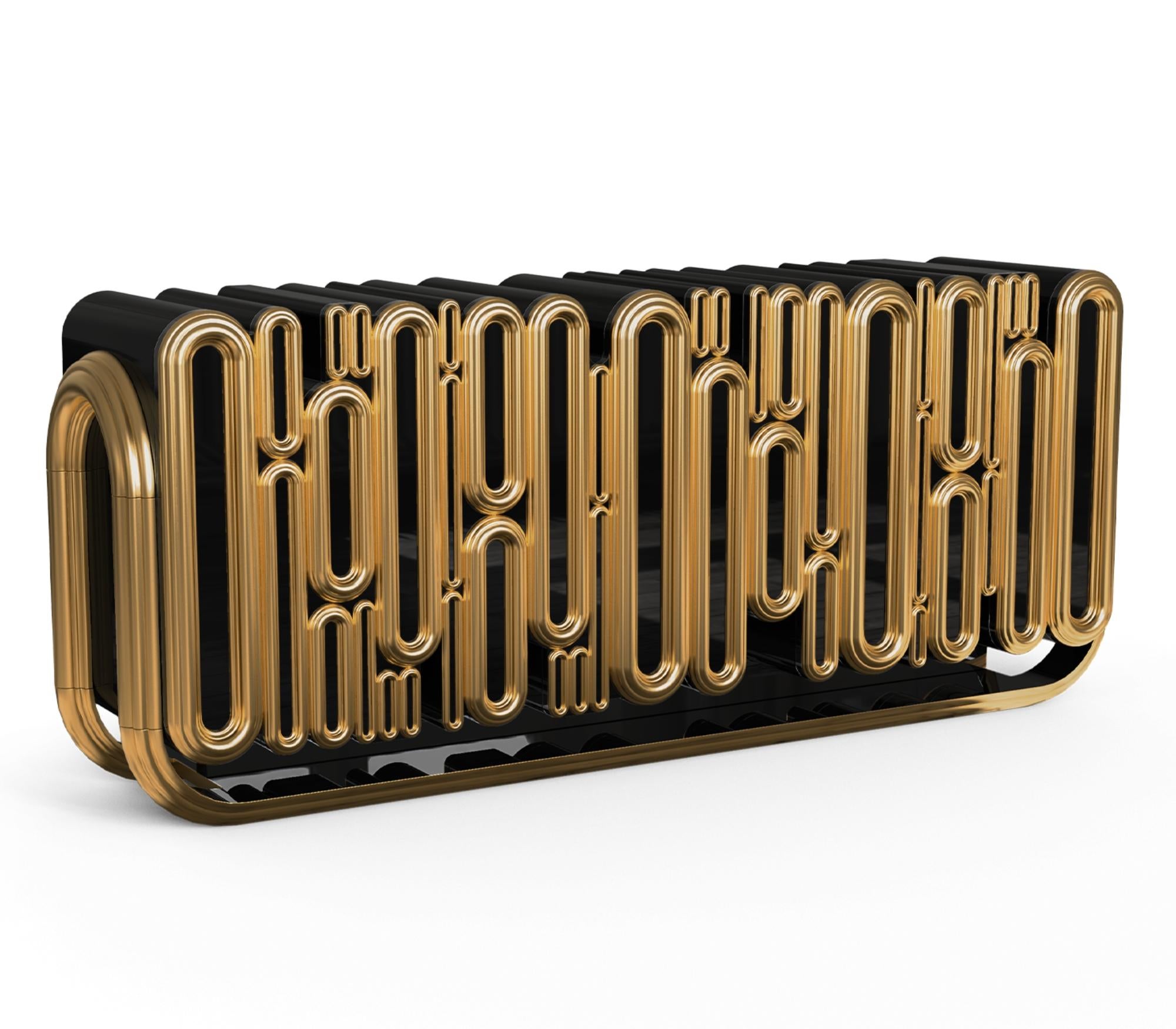 Das Oblong Sideboard ist eine Verschmelzung von modernen und klassischen Elementen zu einem detailreichen und kreativen Möbelstück in limitierter Auflage. Dieses einzigartige Sideboard wurde eigens dafür entworfen, um in zeitgenössischen