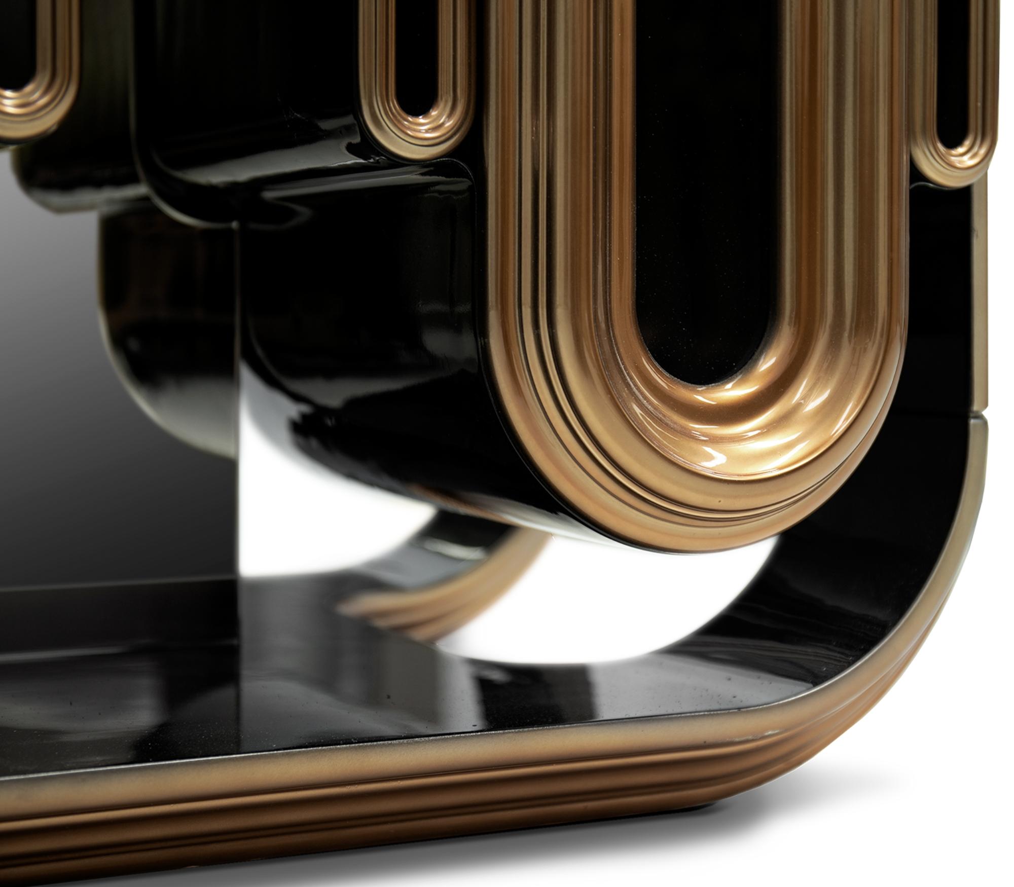 Langes Sideboard aus Gold – handgefertigtes Holz und Blattgold – Boca do Lobo, länglich im Zustand „Neu“ im Angebot in Rio Tinto, PT