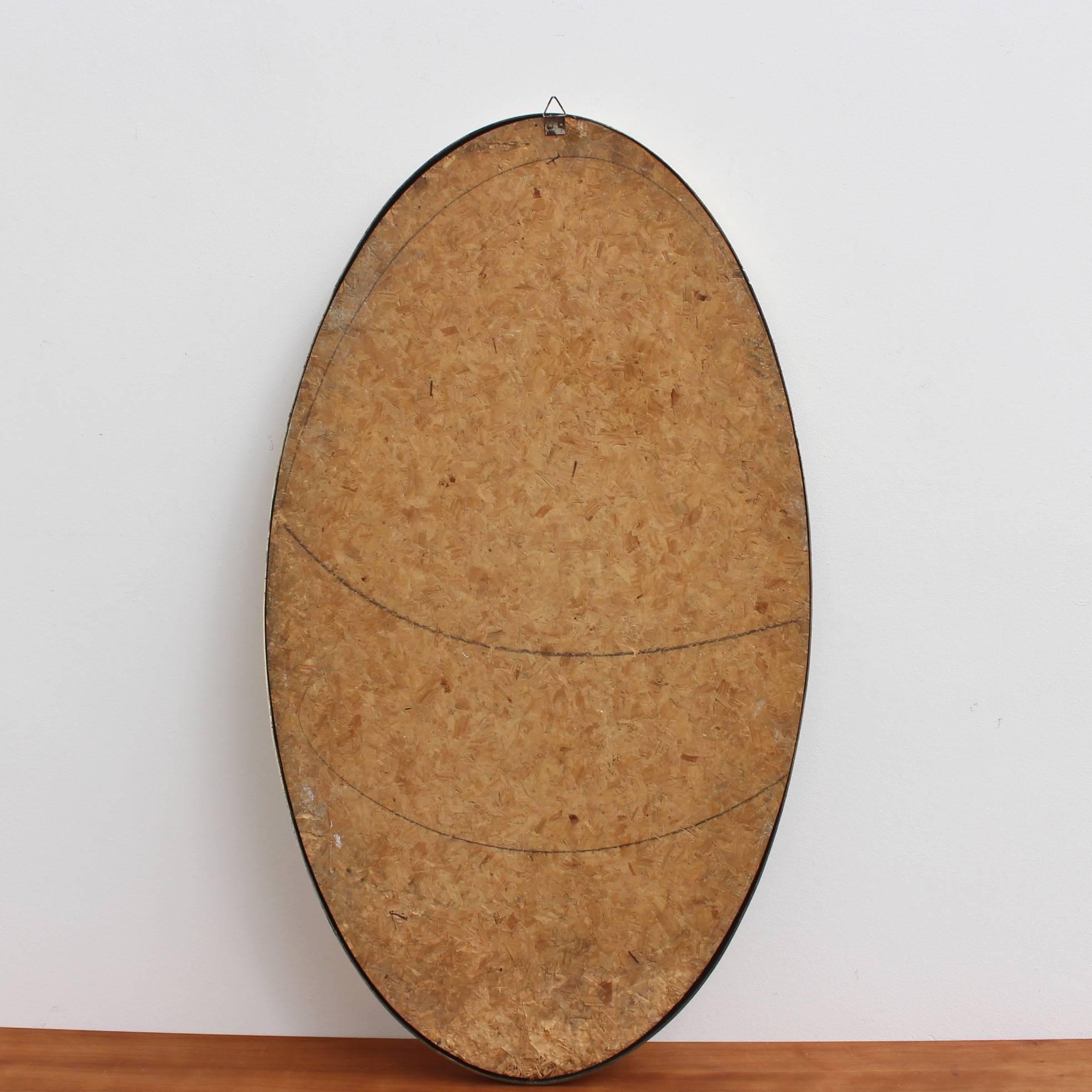 Oblong Italian Wall Mirror with Brass Frame, circa 1950s 6