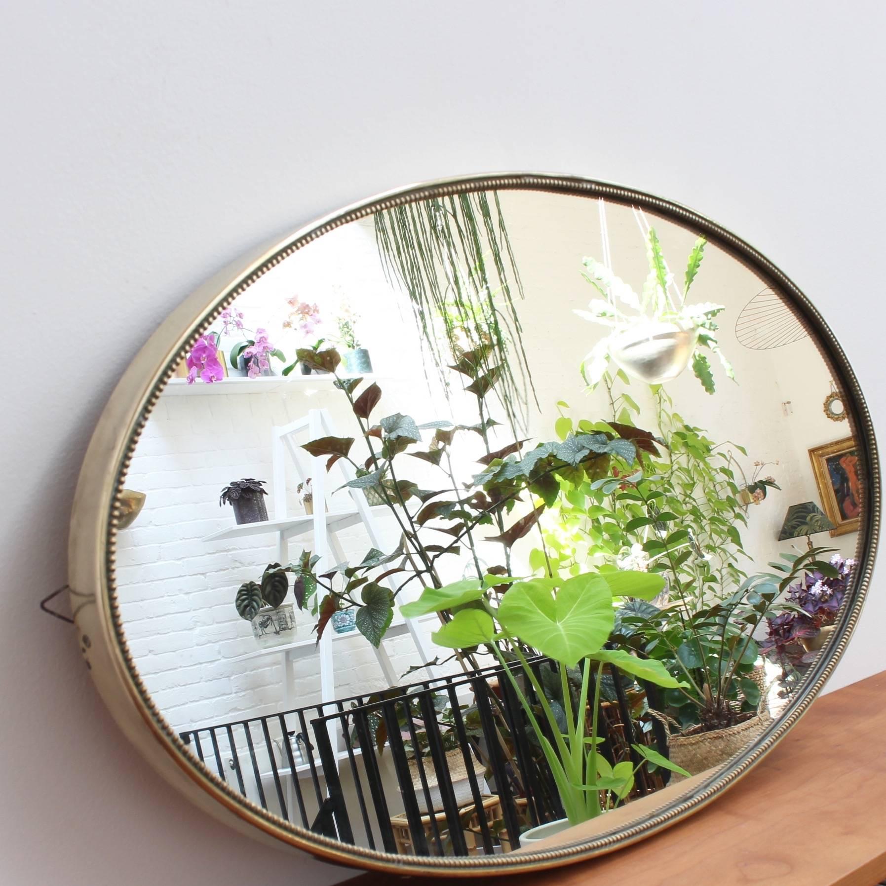 Oblong Italian Wall Mirror with Brass Frame, circa 1950s 1