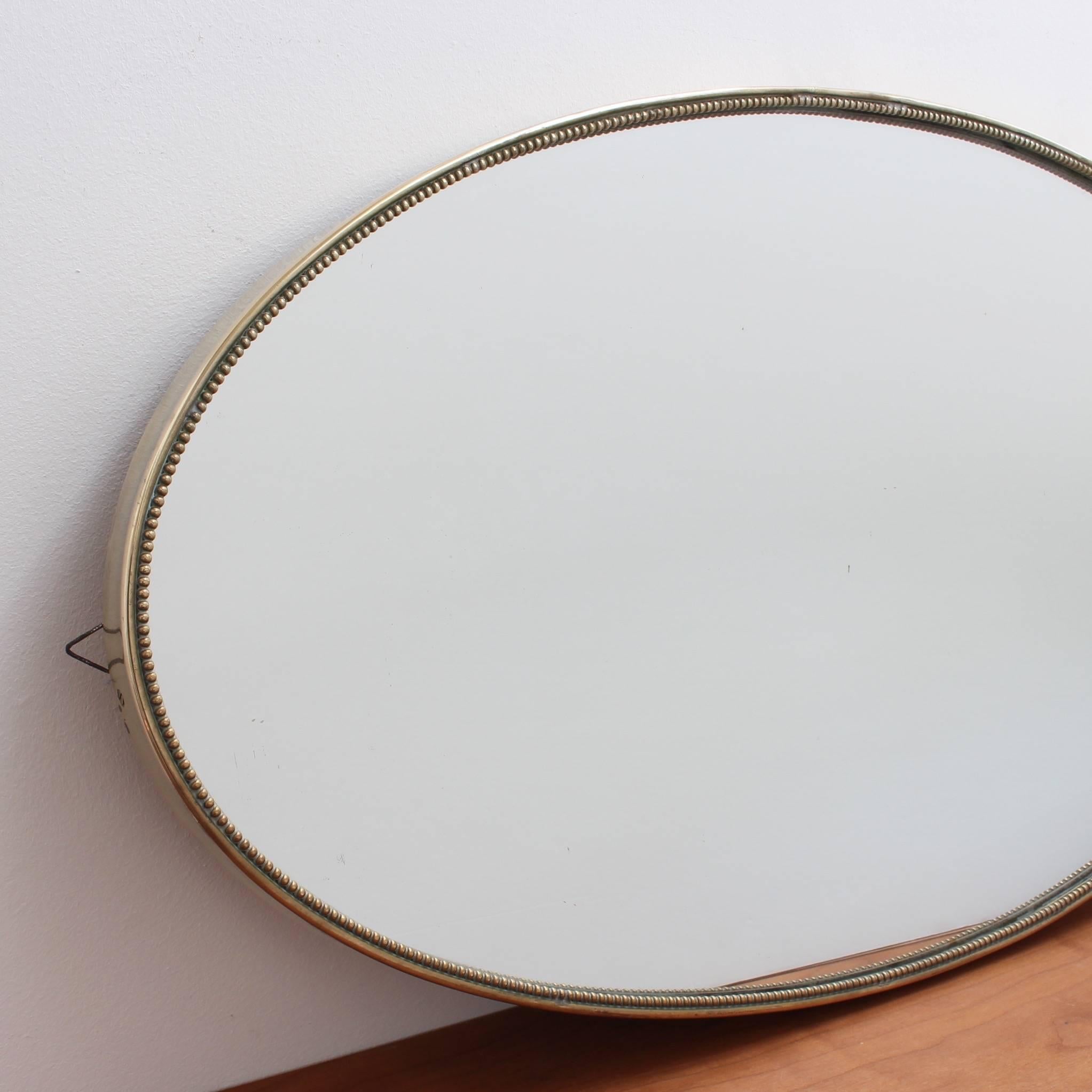 Oblong Italian Wall Mirror with Brass Frame, circa 1950s 2