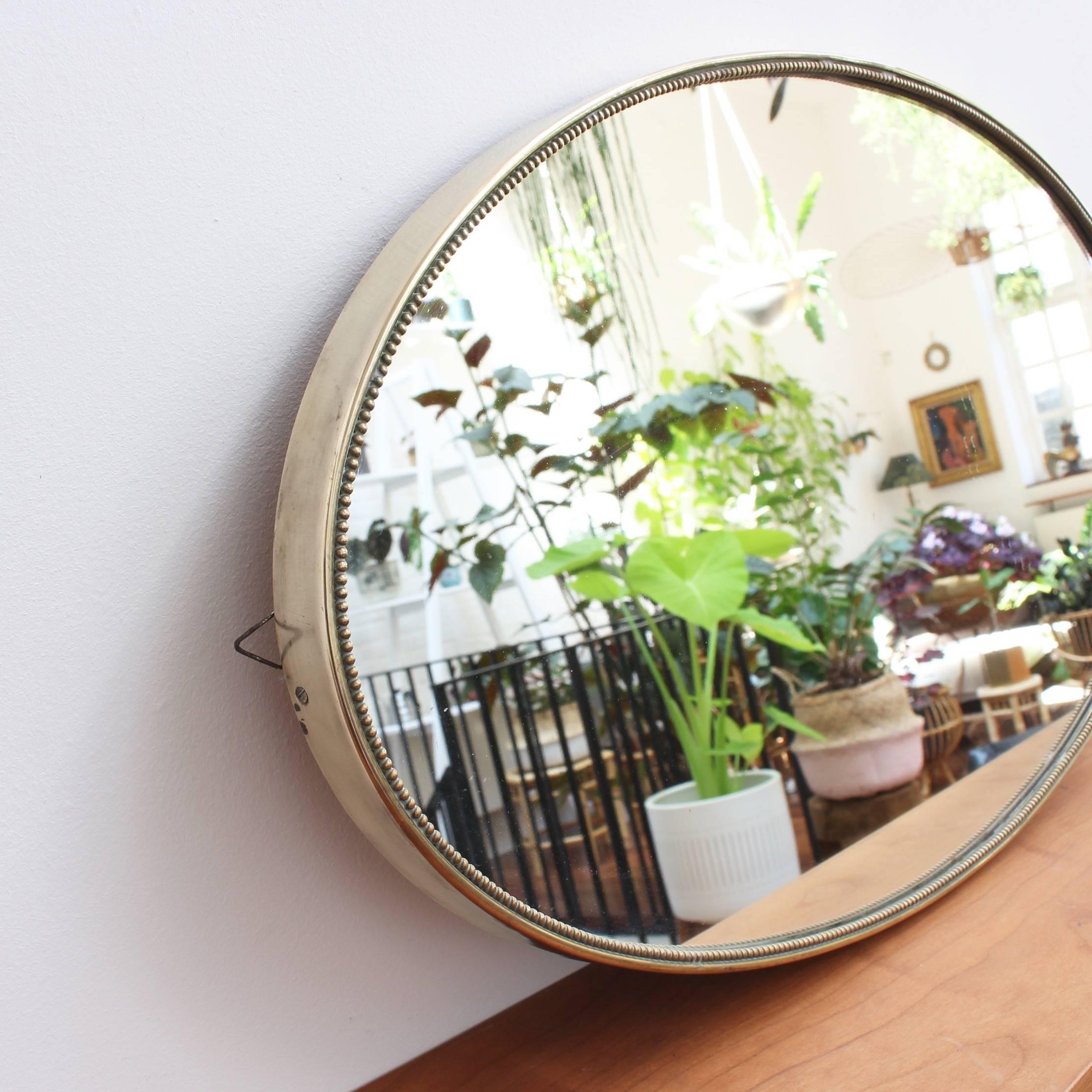 Oblong Italian Wall Mirror with Brass Frame, circa 1950s 3