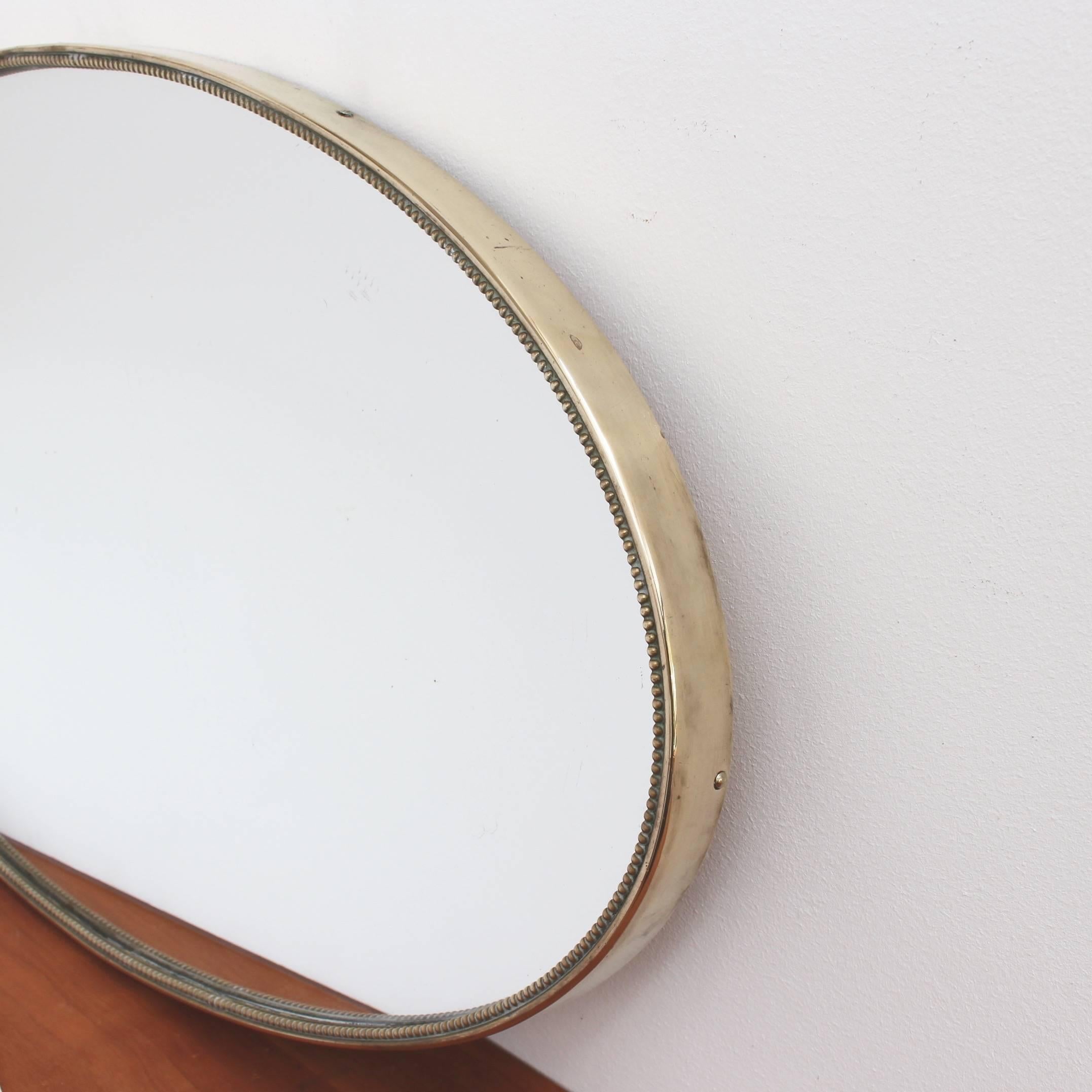 Oblong Italian Wall Mirror with Brass Frame, circa 1950s 4