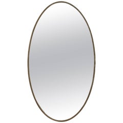 Oblong Italian Wall Mirror with Brass Frame, circa 1950s
