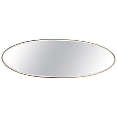 Vintage Oblong Italian Wall Mirror with Brass Frame, circa 1950s