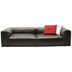 Oblong System Sofa in Multi-Density Foam and Brown Leather by Jasper Morrison
