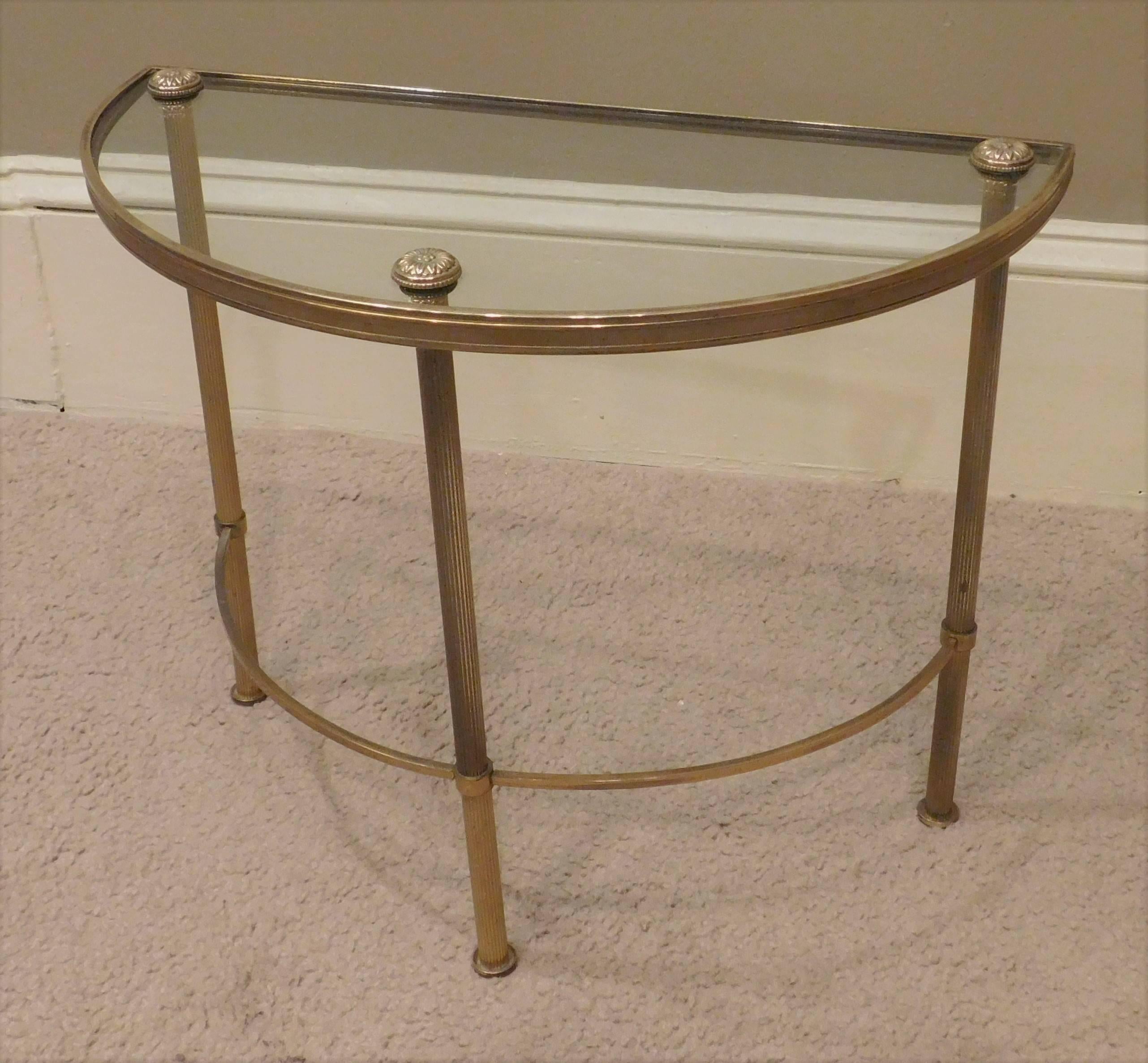 Mid-Century Modern Oblong Three-Part Brass and Glass Coffee Table, France, circa 1940