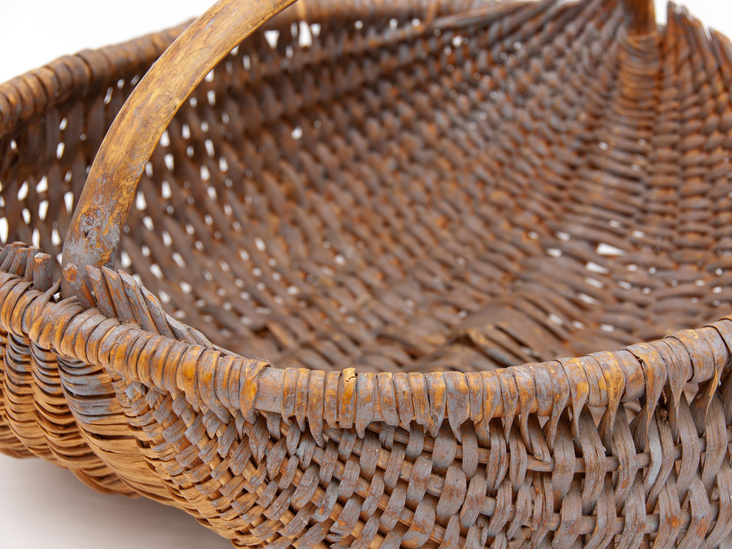 Wicker Oblong Wooden Basket For Sale
