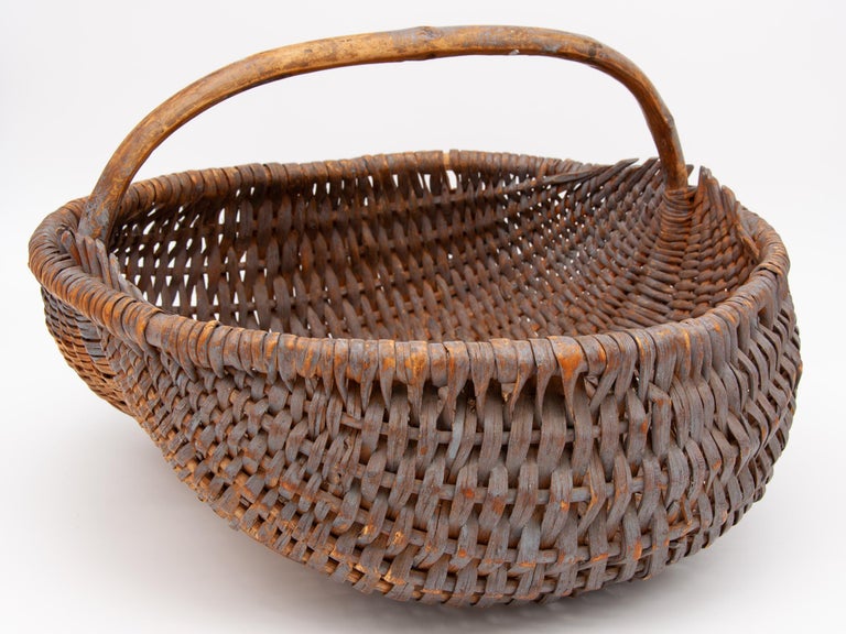 Oblong Wooden Basket For Sale at 1stDibs  wooden basket with handle,  medieval baskets, oblong basket