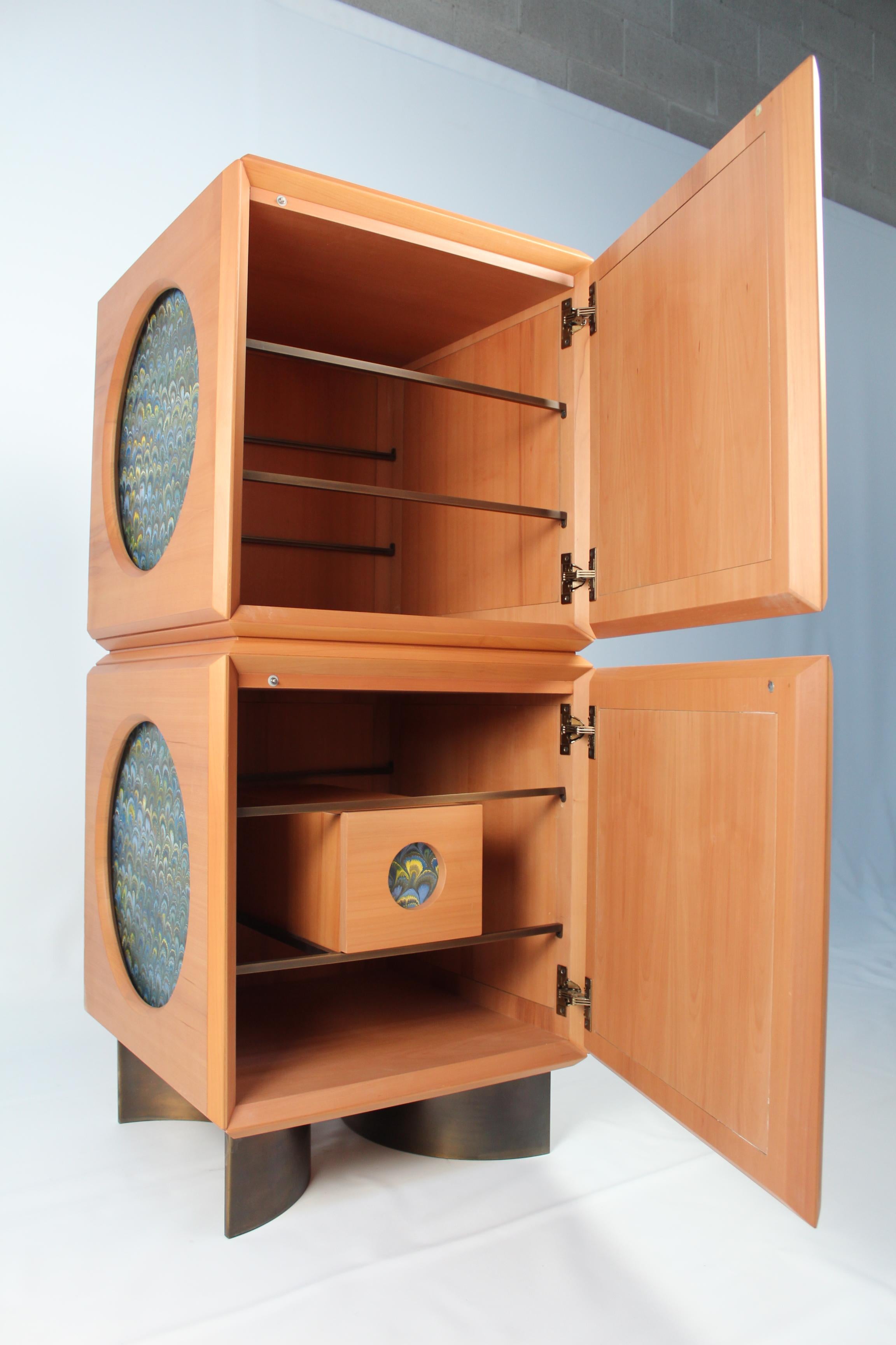 Oblù Peacock Column Cabinet in Solid Pear Wood by Analogia Project In New Condition For Sale In Lentate sul Seveso, Monza e Brianza