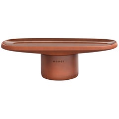 Obon Rectangular Low Table in Terracotta with Glazed Top by Simone Bonanni