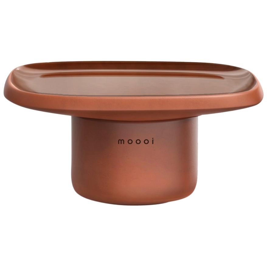 Obon Square Low Table in Terracotta Ceramic with Glazed Top by Simone Bonanni For Sale
