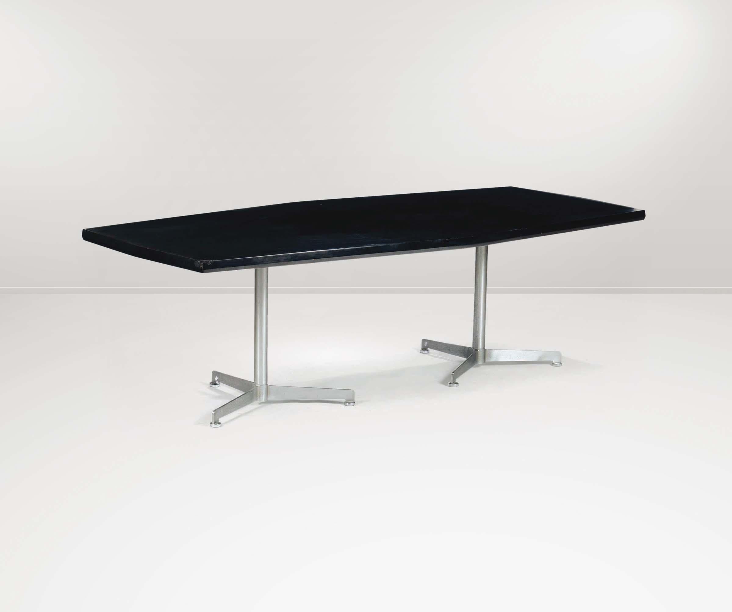 Italian O.Borsani Table, Iron and Black Top, by Tecno