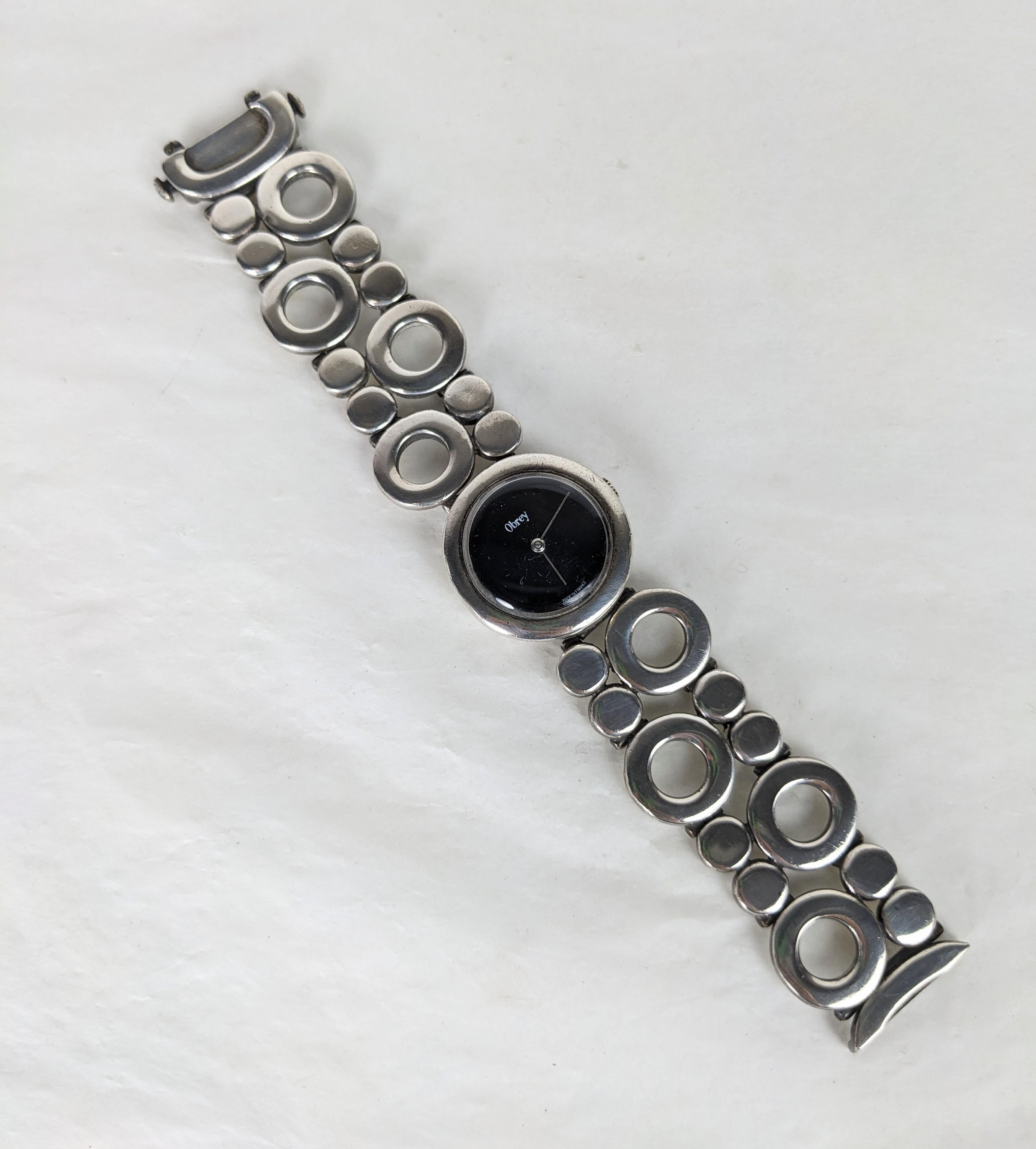Moderniste Obrey Modernist Circle Link Sterling Bracelet-montre en vente