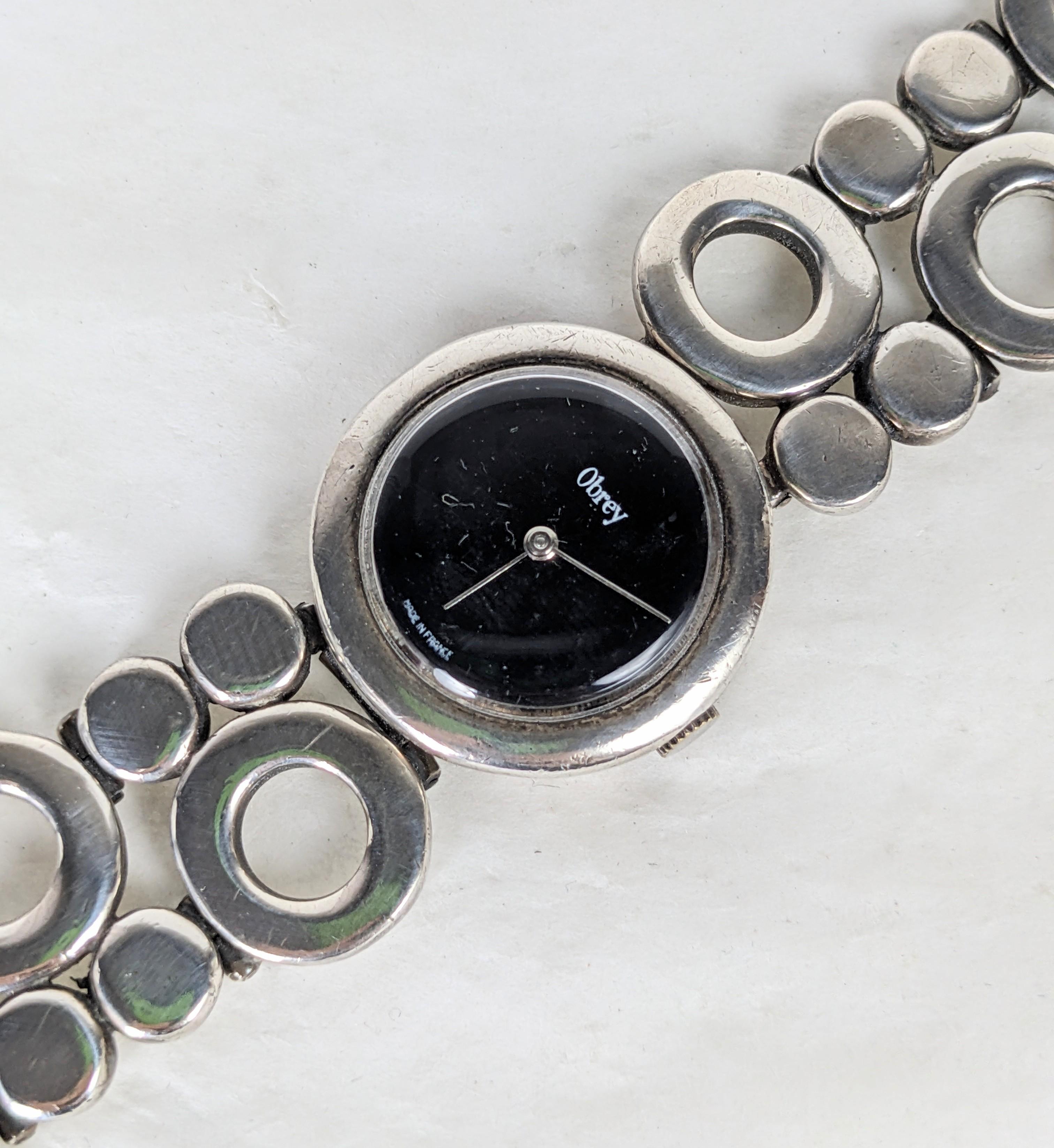 Obrey Modernist Circle Link Sterling Bracelet-montre Bon état - En vente à New York, NY