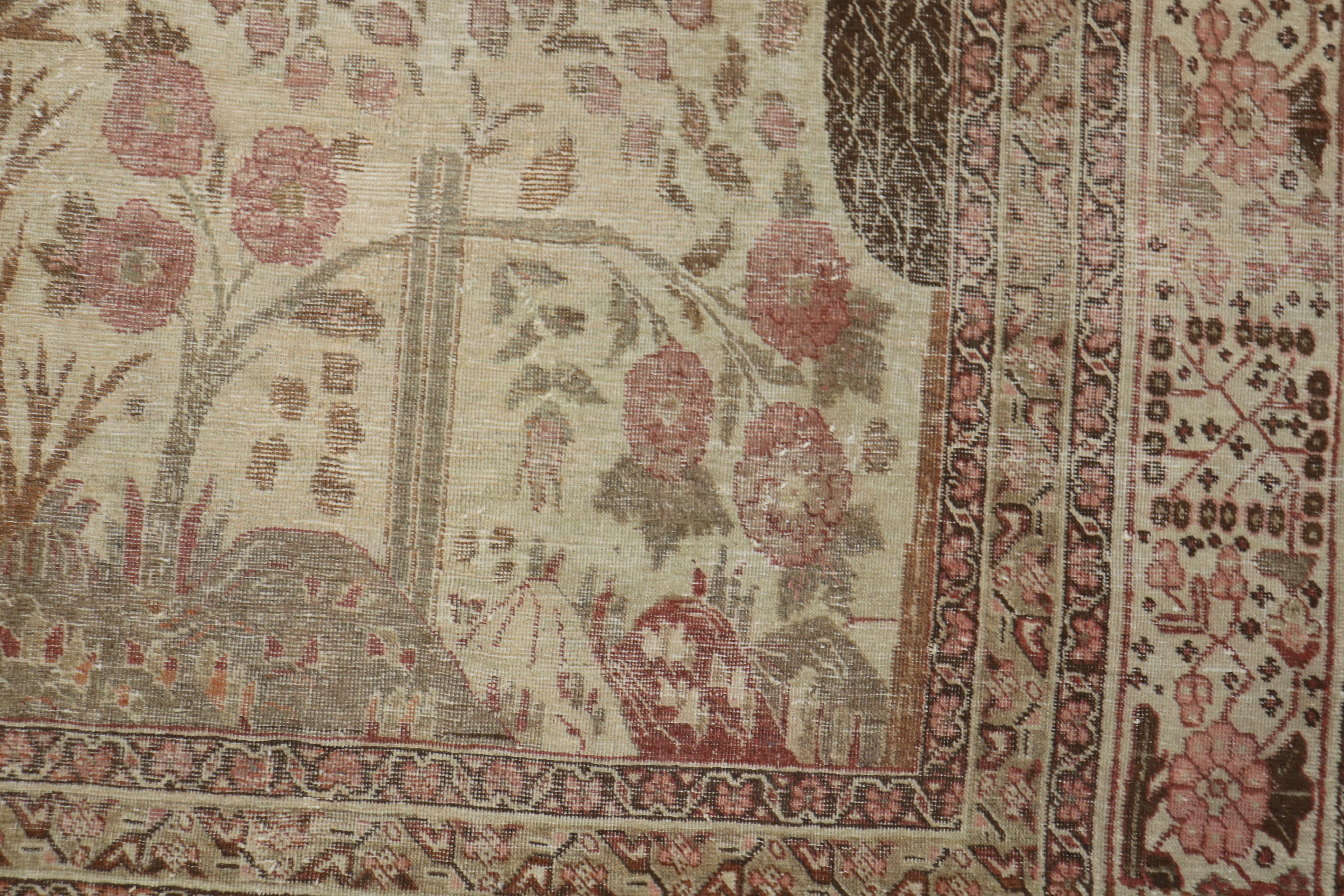 Observational Antique Persian Tabriz Room Size Rug For Sale 4