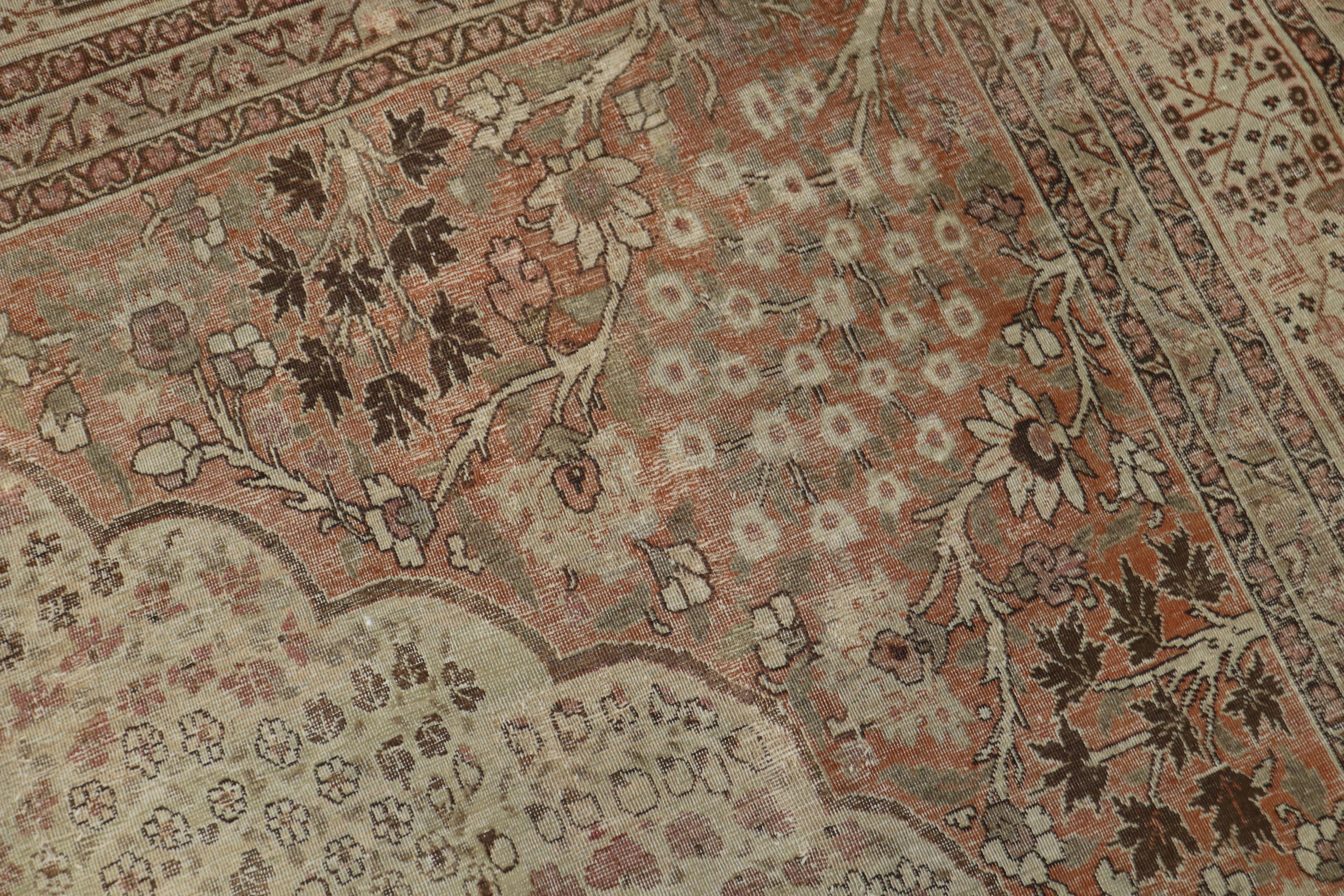 Observational Antique Persian Tabriz Room Size Rug For Sale 6