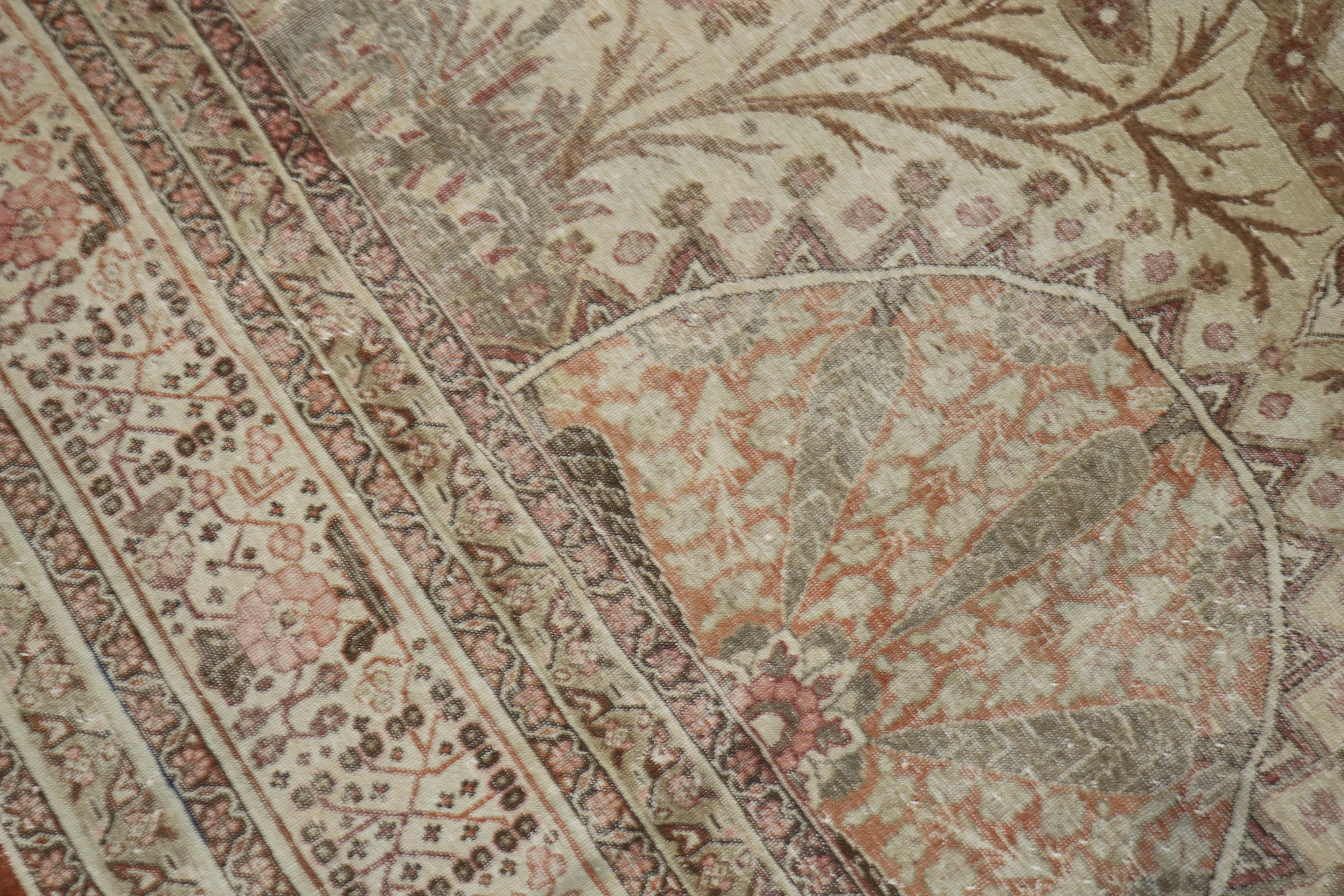 Observational Antique Persian Tabriz Room Size Rug For Sale 7