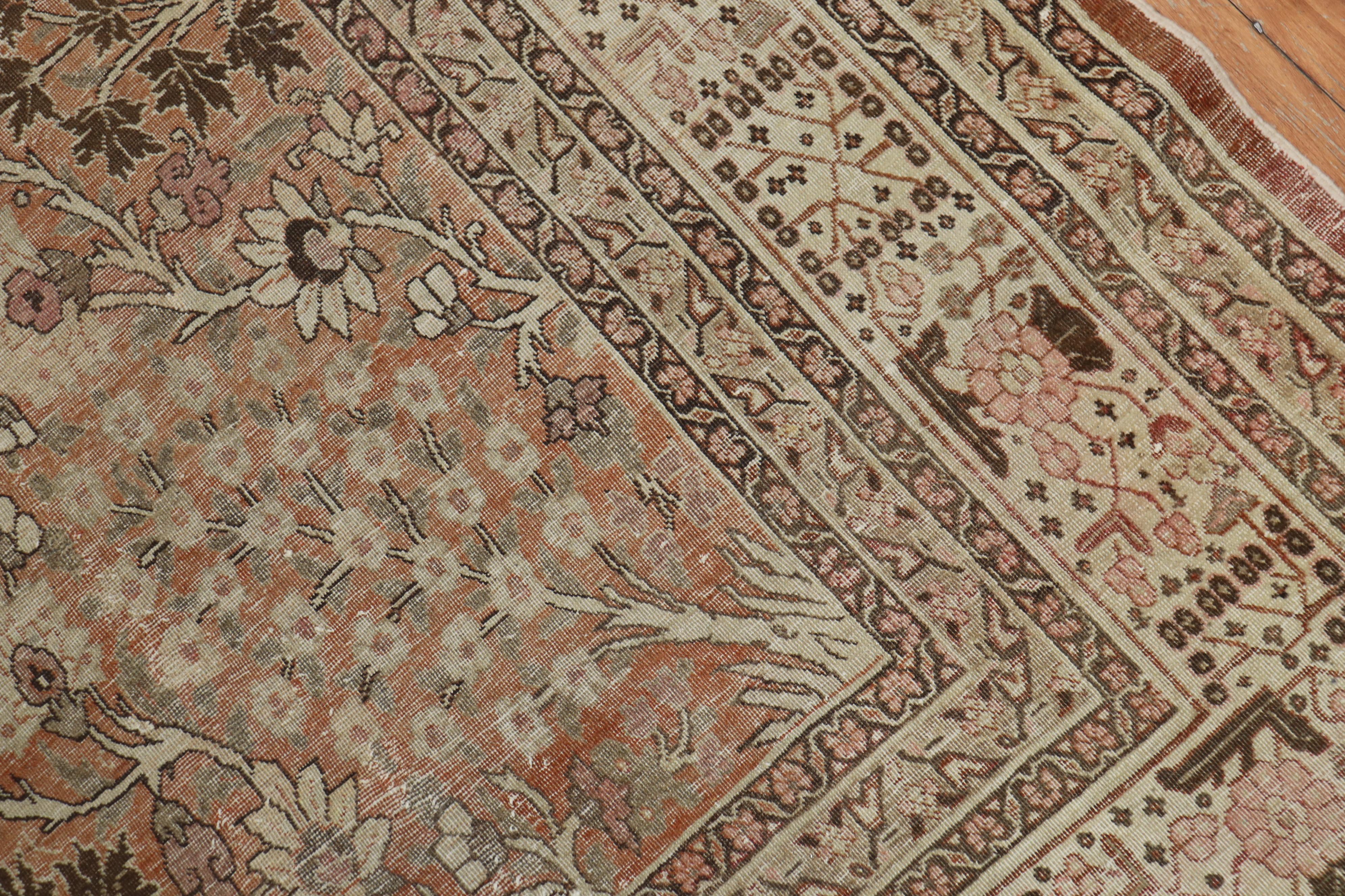 Observational Antique Persian Tabriz Room Size Rug For Sale 9
