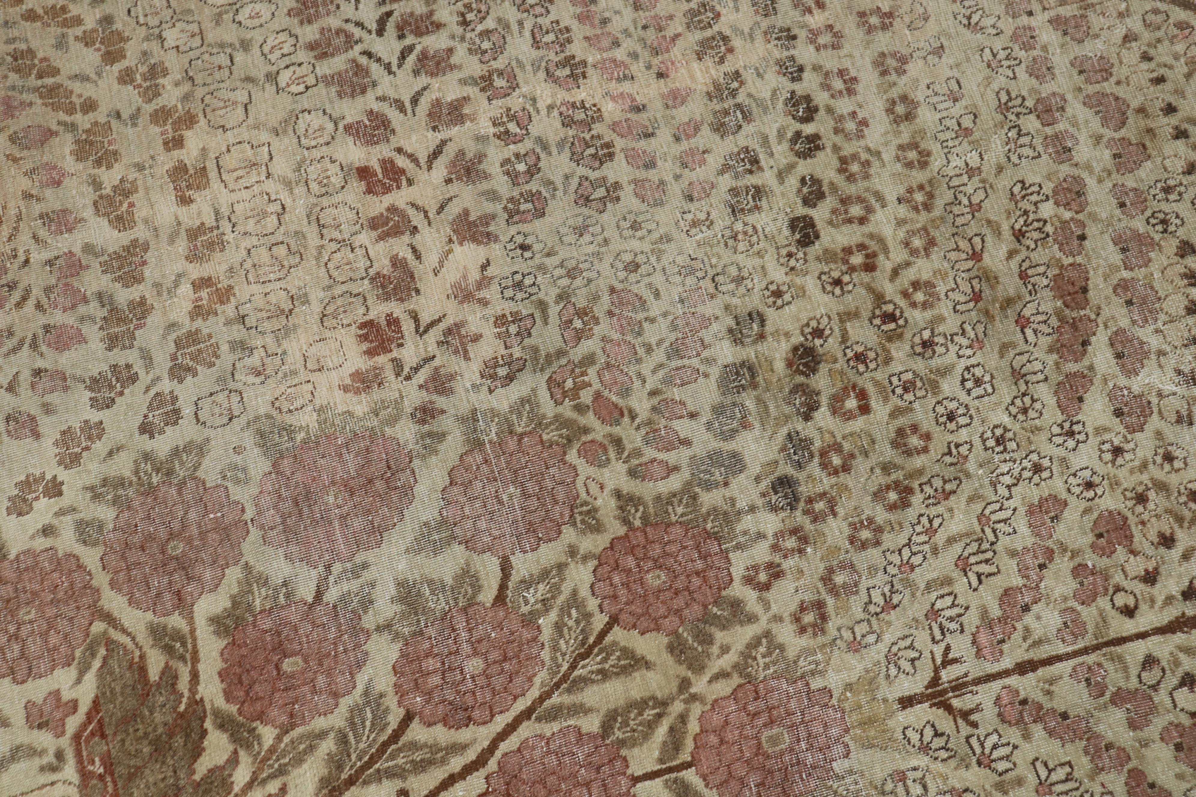 Observational Antique Persian Tabriz Room Size Rug For Sale 11