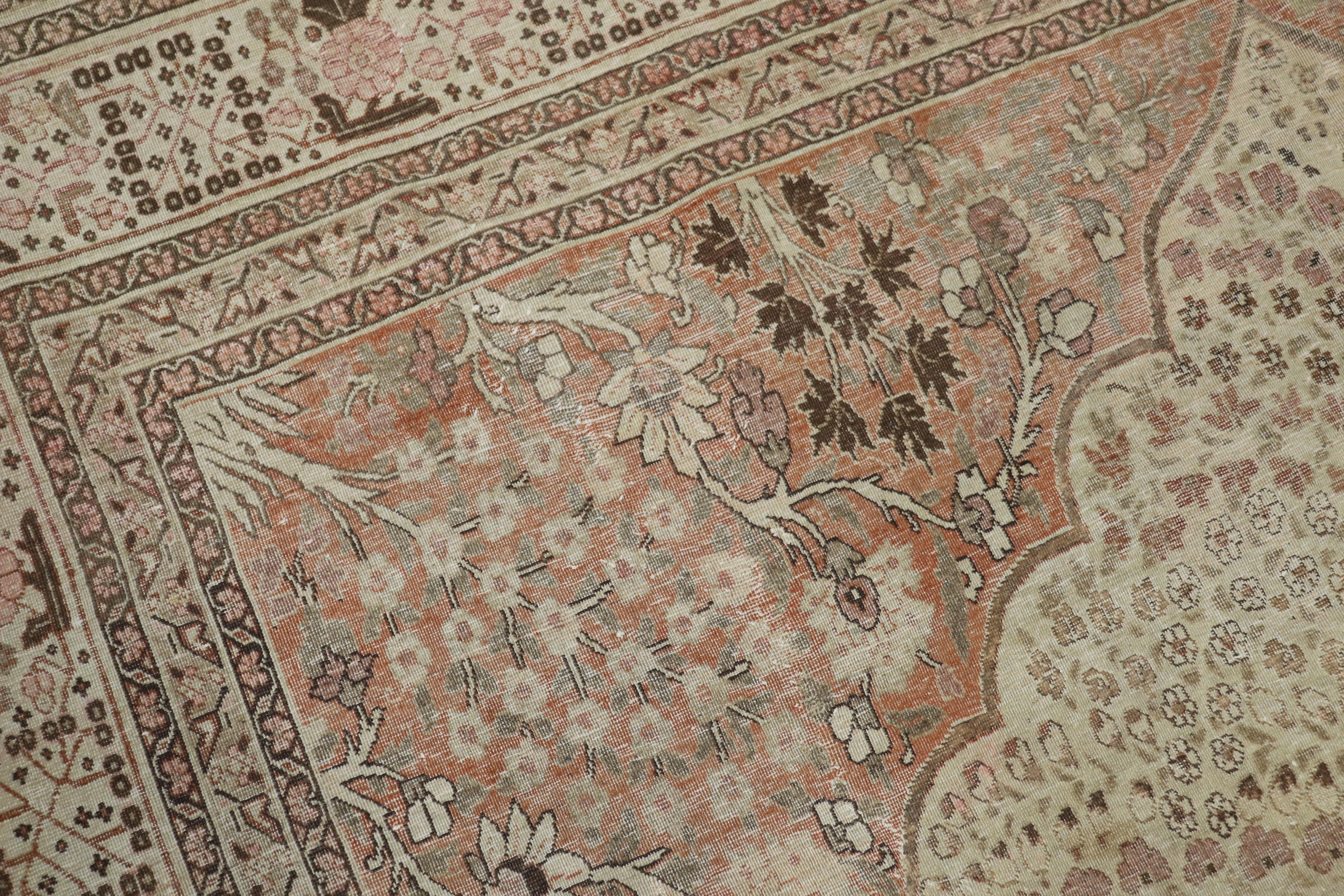 Observational Antique Persian Tabriz Room Size Rug For Sale 2