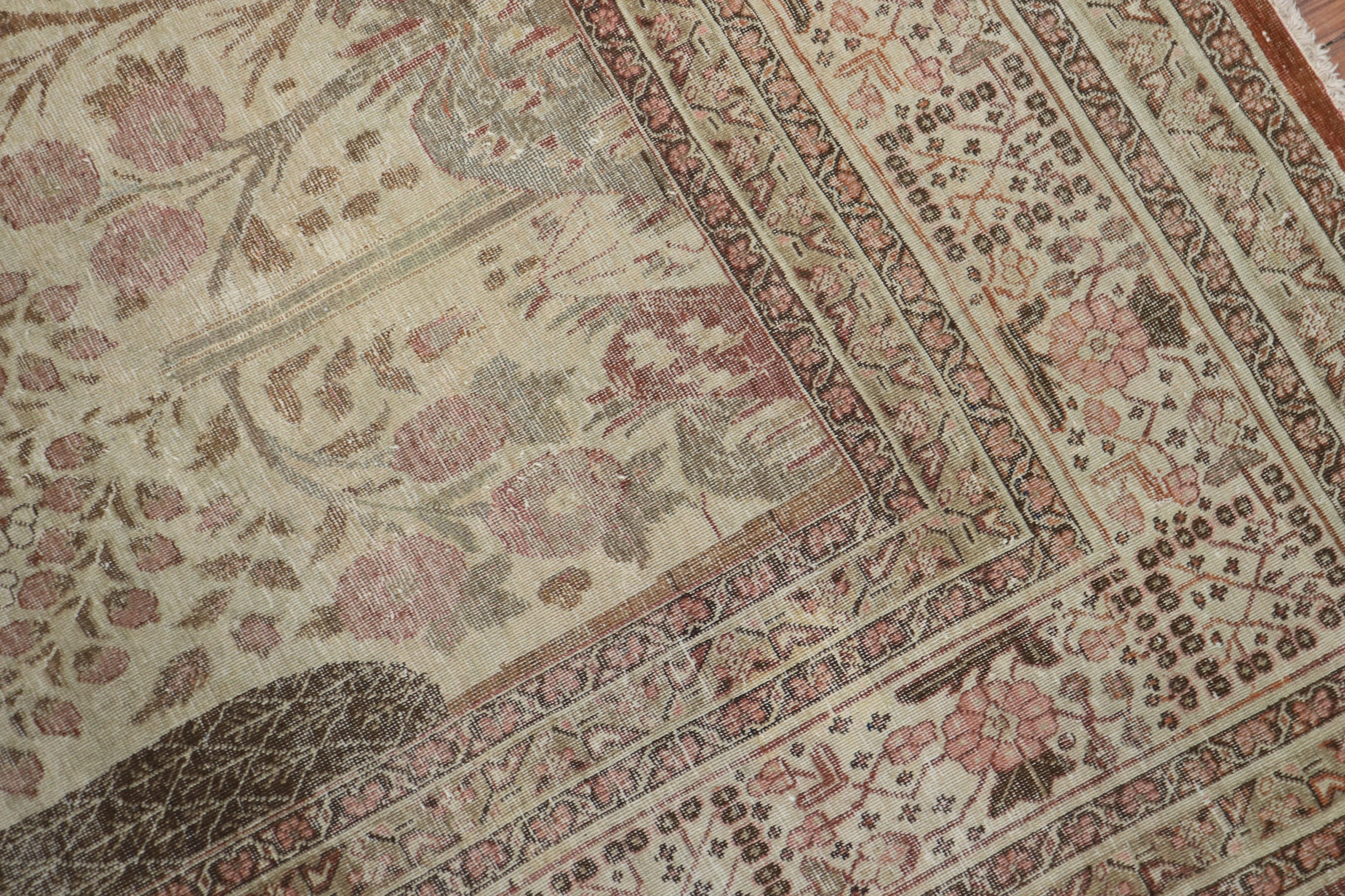 Observational Antique Persian Tabriz Room Size Rug For Sale 3
