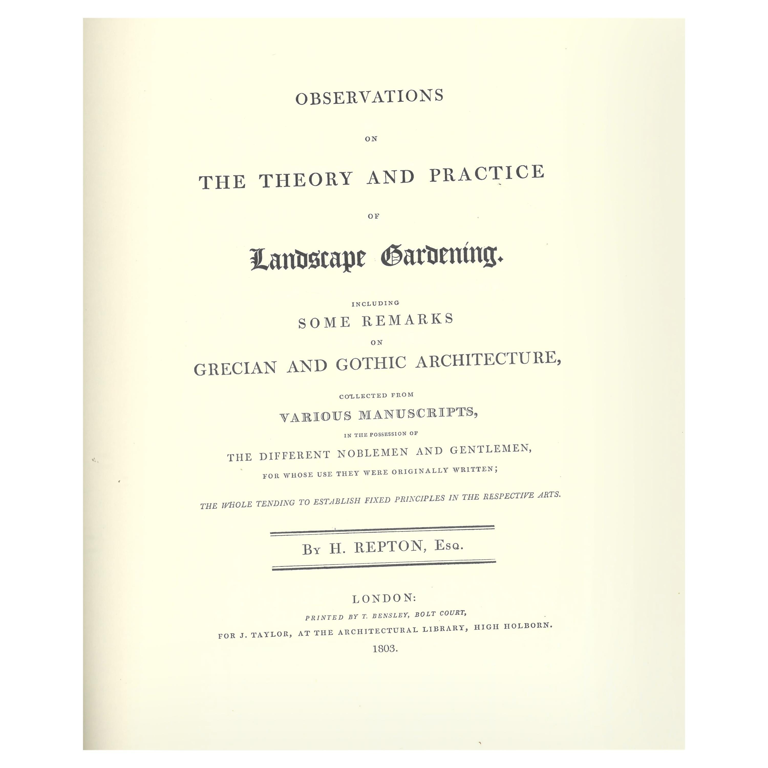 Observators on the Theory and Practice of Landscape Gardening (Livre)