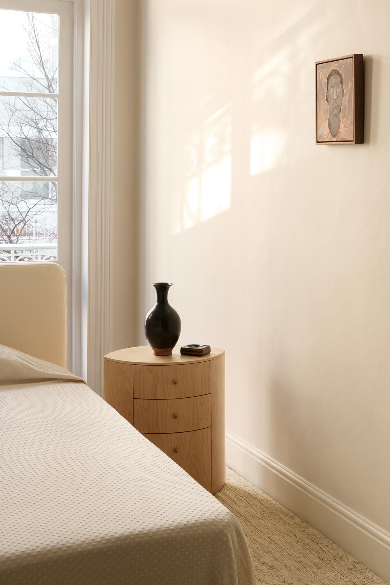 Contemporary Observer Nightstand Natural Birch designed by Yaniv Chen made in Portugal For Sale