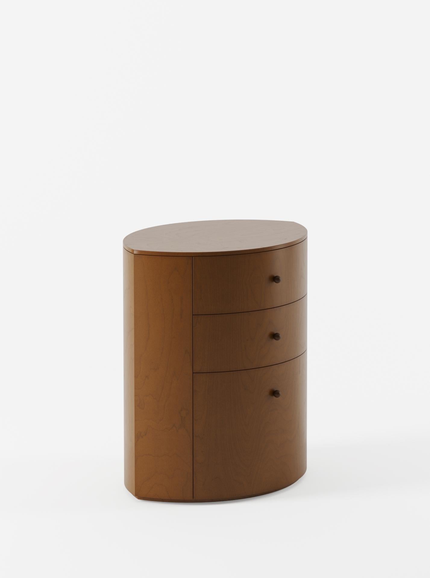 Modern Observer Nightstand Warm Brown Birch designed by Yaniv Chen made in Portugal For Sale