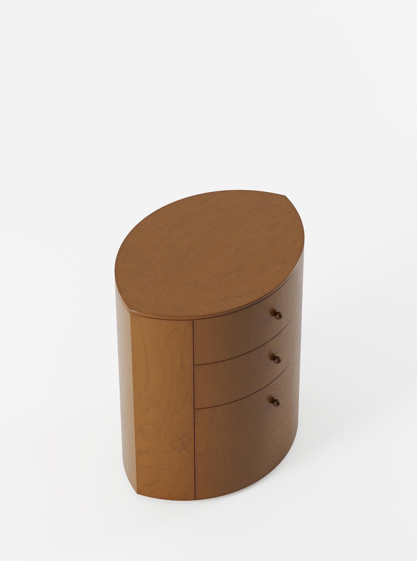 Portuguese Observer Nightstand Warm Brown Birch designed by Yaniv Chen made in Portugal For Sale