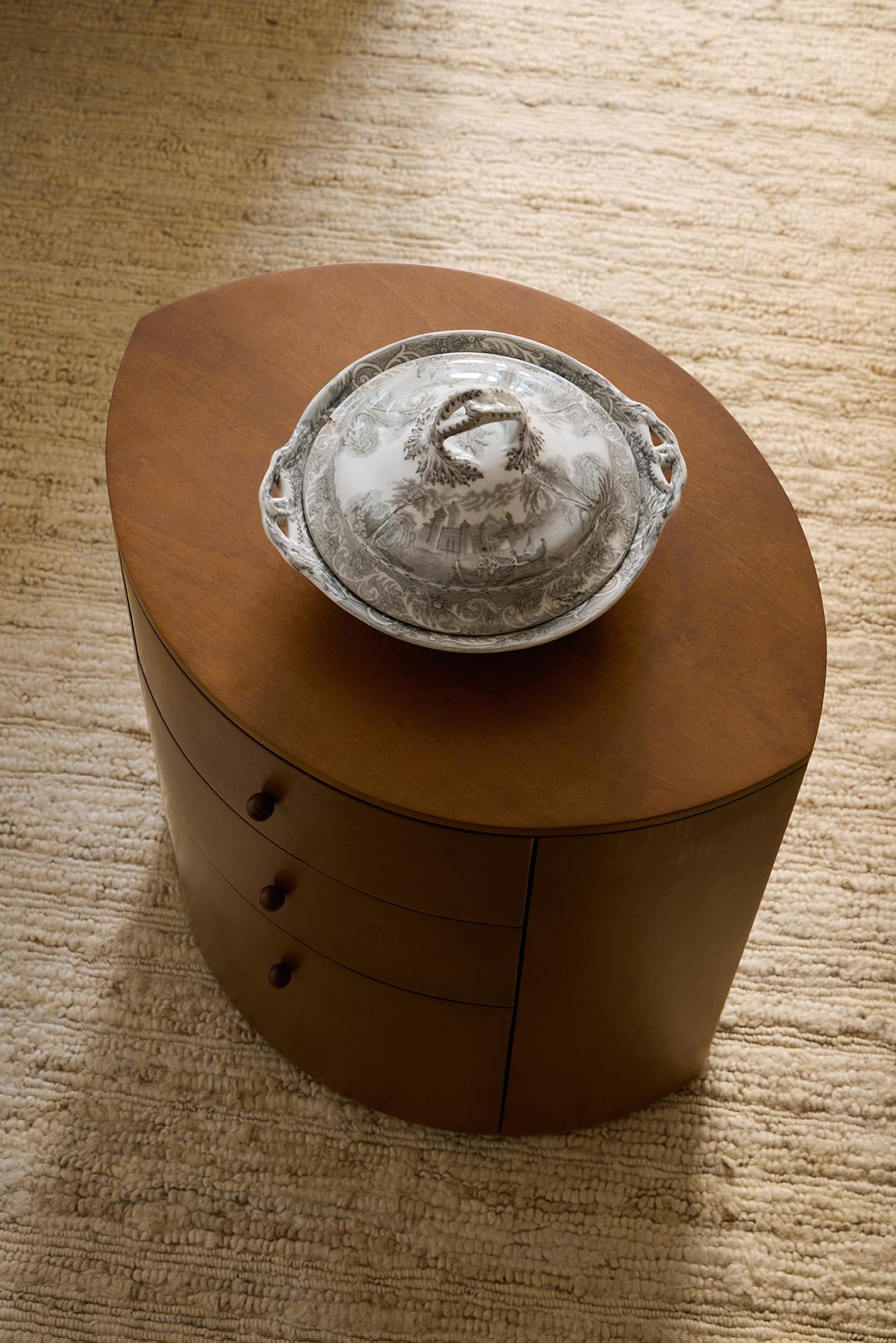Veneer Observer Nightstand Warm Brown Birch designed by Yaniv Chen made in Portugal For Sale