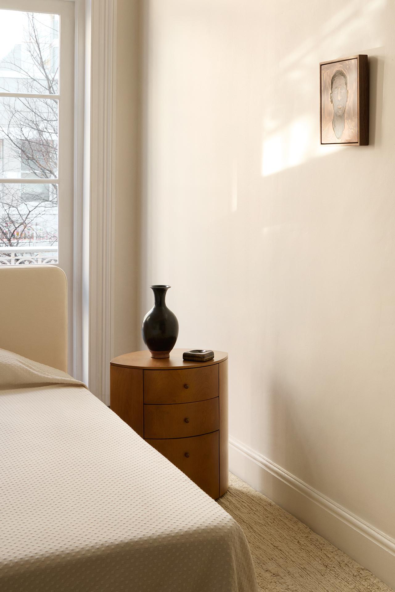 Contemporary Observer Nightstand Warm Brown Birch designed by Yaniv Chen made in Portugal For Sale