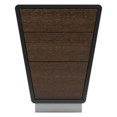 Obsidian Bedside Table - Handcrafted Black Lacquer Table with Chrome Plinth