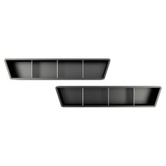 Obsidian Bookshelf - Modern Black Lacquered Bookshelf with Steel Dividers