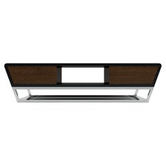 Obsidian Coffee Table - Handcrafted Black Lacquer Table with Steel Base