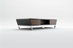 Obsidian Coffee Table - Handcrafted Black Lacquer Table with Steel Base