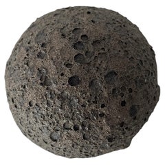 Obsidian Core Ceramic Wall Sculpture, Dark Lava Stone Texture Wall Art